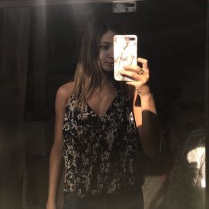 Navy floral top